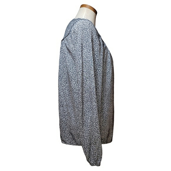 LC Lauren Conrad Oversized Ruffle Prarie Yoke Ditsy Floral Button Down Top XS - Picture 7 of 17